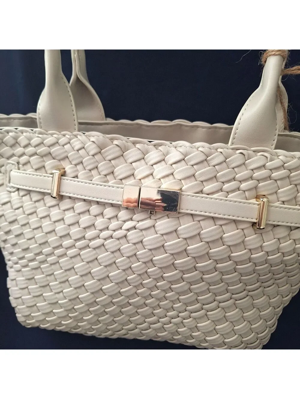NWT EXPRESSIONS NYC Vegan Small Tote Purse Handbag Beige Taupe
